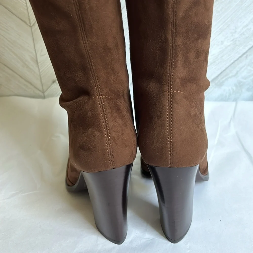NEW Jeffrey Campbell Olianna over the knee lace up boots brown 6.5